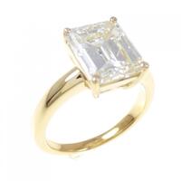K18YG ダイヤモンド リング 3.879CT L SI2 エメラルドカット