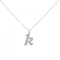 K18WG イニシャルK ダイヤモンド ネックレス 0.09CT