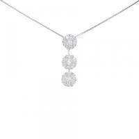 K18WG フラワー ダイヤモンド ネックレス 1.02CT