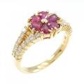 K18YG フラワー ルビー リング 0.70CT