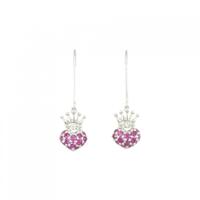 K18WG クラウン×ハート ルビー ピアス 0.46CT