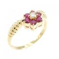 K18YG フラワー ルビー リング 0.32CT