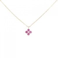 K18PG フラワー ルビー ネックレス 0.14CT
