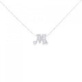 K18WG イニシャルM ダイヤモンド ネックレス 0.30CT