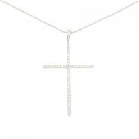 K18WG/750WG クロス ダイヤモンド ネックレス 1.03CT