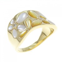 K18YG フラワー マザーオブパール リング