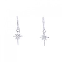 K14WG クロス×フラワー ダイヤモンド ピアス 0.02CT