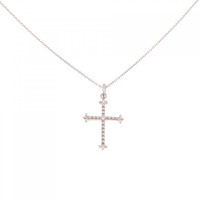 K18PG クロス ダイヤモンド ネックレス 0.01CT