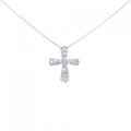 K18WG クロス ダイヤモンド ネックレス 0.42CT