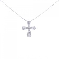 K18WG クロス ダイヤモンド ネックレス 0.42CT