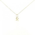 K18YG イニシャルK ダイヤモンド ネックレス 0.01CT