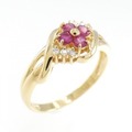 K18YG フラワー ルビー リング 0.26CT