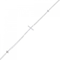 K18WG クロス ダイヤモンド ブレスレット 0.19CT