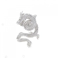 K18WG ドラゴン ダイヤモンド ブローチ 0.28CT