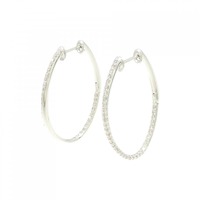 K18WG フープ ダイヤモンド ピアス 0.46CT