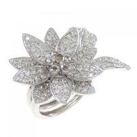 750WG フラワー ダイヤモンド リング 0.18CT