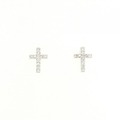 K18WG/K14WG クロス ダイヤモンド ピアス 0.12CT