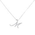 K18WG イニシャルM ダイヤモンド ネックレス 0.20CT