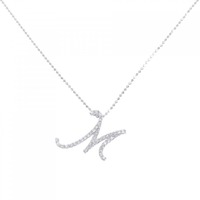 K18WG イニシャルM ダイヤモンド ネックレス 0.20CT