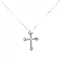 PT999/PT クロス ダイヤモンド ネックレス 0.03CT