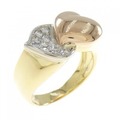 750スリーカラー ハート ダイヤモンド リング 0.18CT