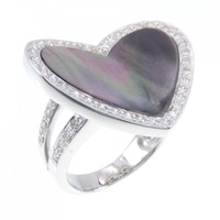 K18WG ハート マザーオブパール リング