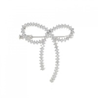 K18WG/K14WG リボン ダイヤモンド ブローチ