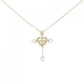 K18YG ハート × クロス ダイヤモンド ネックレス 0.05CT