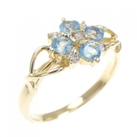 K18YG フラワー ブルートパーズ リング