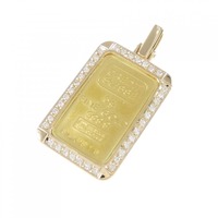 K18YG枠 ダイヤモンド インゴット ペンダント 0.34CT