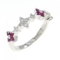 K18WG フラワー ルビー リング 0.20CT