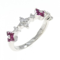 K18WG フラワー ルビー リング 0.20CT