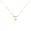 K18YG イニシャルT ダイヤモンド ネックレス 0.1CT