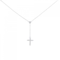 K18WG クロス ダイヤモンド ネックレス 0.01CT