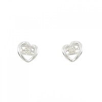K18WG ハート ダイヤモンド ピアス 0.10CT