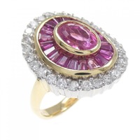 K18YG/PT カラーストーン リング