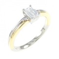 PT/K18YG ダイヤモンド リング 0.30CT D VS2 エメラルドカット