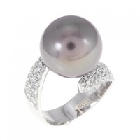 K18WG 黒蝶パール リング 12.8mm