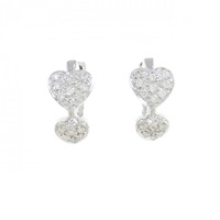 K18WG ハート ダイヤモンド ピアス 0.16CT