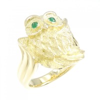 K18YG フクロウ エメラルド リング 0.10CT