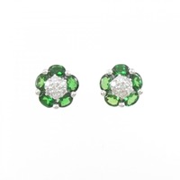 K18WG グリーンガーネット ピアス 1.54CT