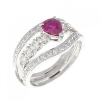K18WG/PT ルビー リング 0.872CT