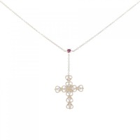 K10YG クロス ダイヤモンド ネックレス 0.12CT