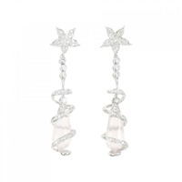 K18WG ローズクオーツ ピアス