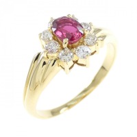 K18YG フラワー ルビー リング 0.44CT