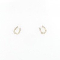 【新品】K18YG ホースシュー ダイヤモンド ピアス 0.20CT