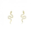 【新品】K18YG スネーク ダイヤモンド ピアス 0.13CT