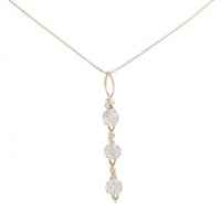 K18PG 2WAY フラワー ダイヤモンド ネックレス 0.30CT