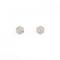 K18WG フラワー ダイヤモンド ピアス 0.50CT