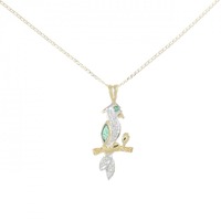 K18YG/K18WG/750YG バード エメラルド ネックレス